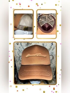 Homme + Femme Script Pin Cap Brown & Gold 5 Panel Classic Rope Trucker Hat